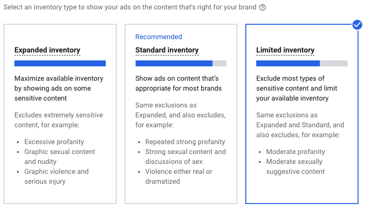 youtube inventory